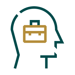 Icon of a human head with briefcase inside